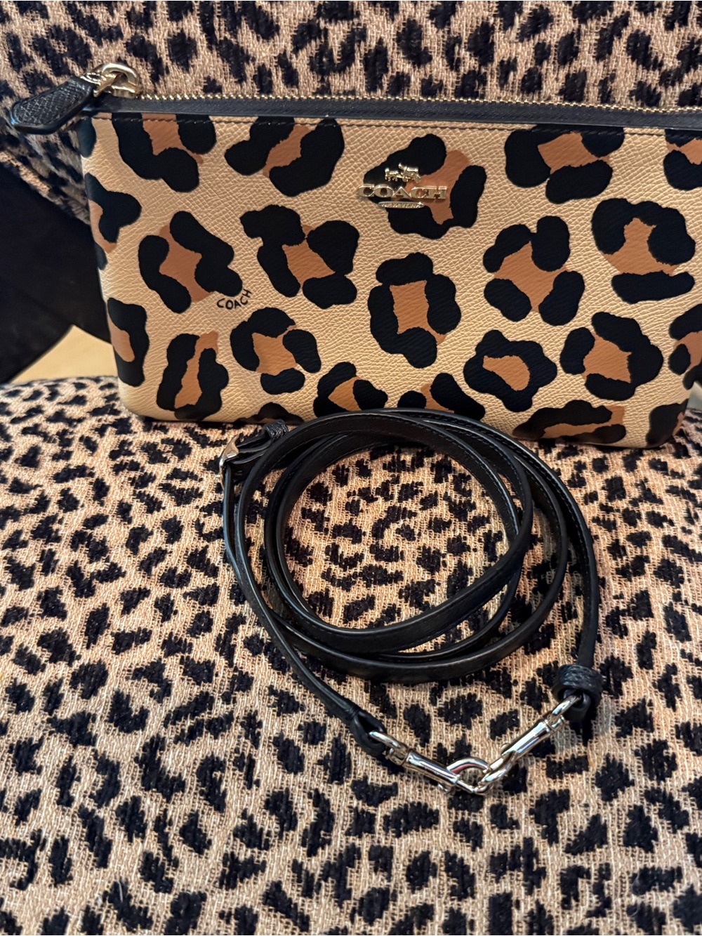 Coach Leopard Print Crossbody Bag in Tan and Black - Picture 7 of 16